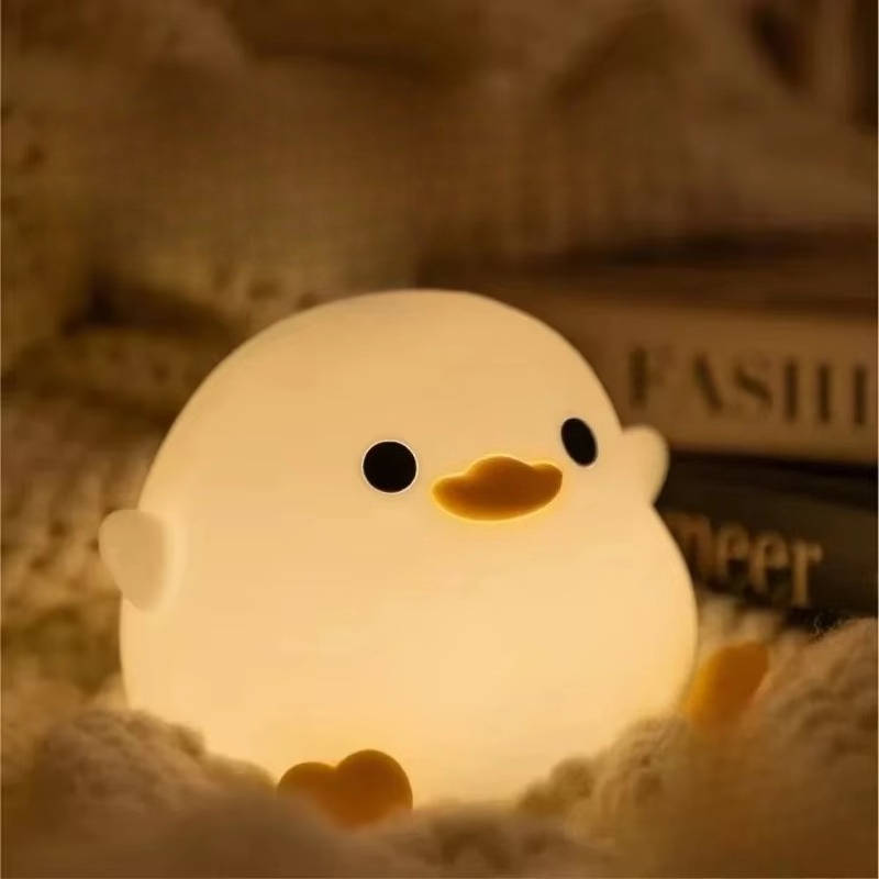 Floating Nightstand With Led Light - Sevimli Ördek Karikatür Hayvanlar Silikon Lamba