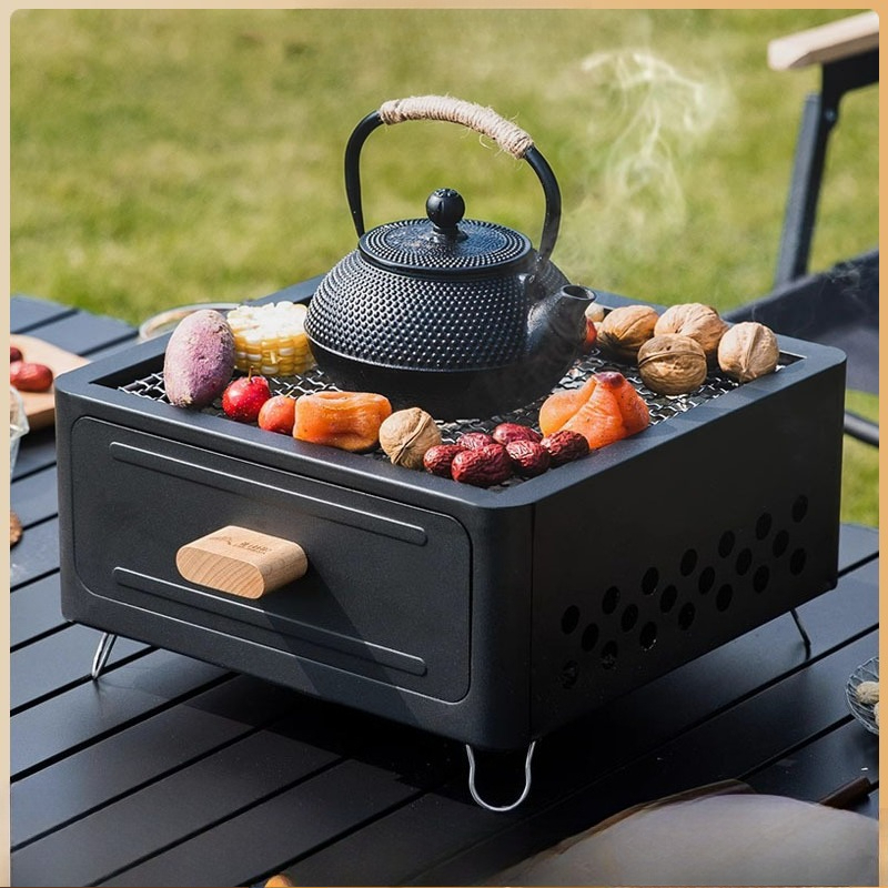 Outdoor Furniture - Taşınabilir Kömürlü Barbekü Izgarası, Kare Şeklinde,