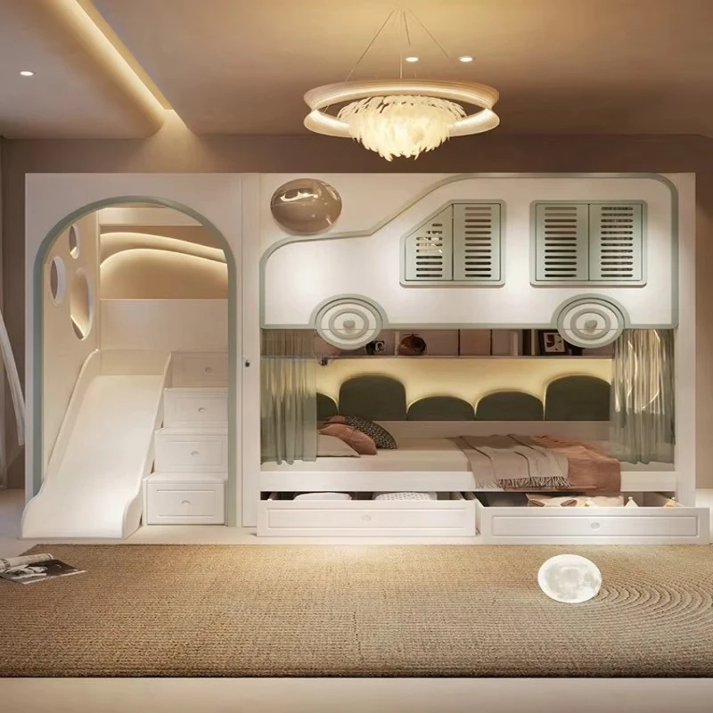 Bunk Bed With Stairs And Slide - Yeni Tasarım, Lüks Çocuk Ranzası, Yatak