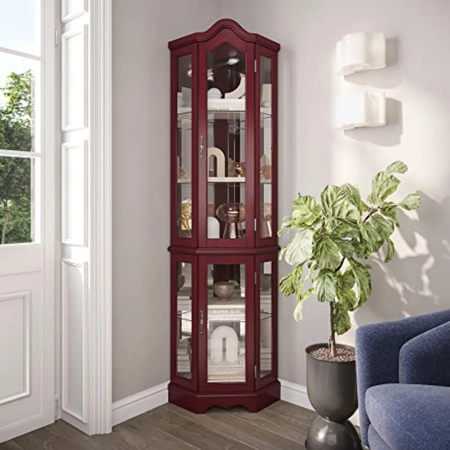 Storage - Işıklı Köşe Vitrini, Kavisli Üst Yüzeyli,