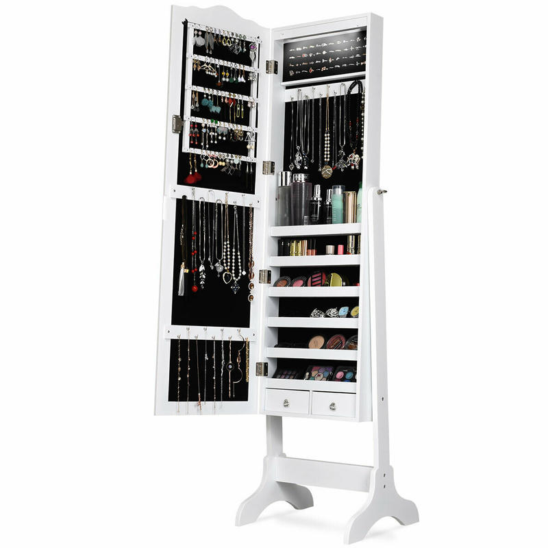 Full Length Mirror Jewelry Armoire - 14 LED'li Takı Dolabı, Tam Boy