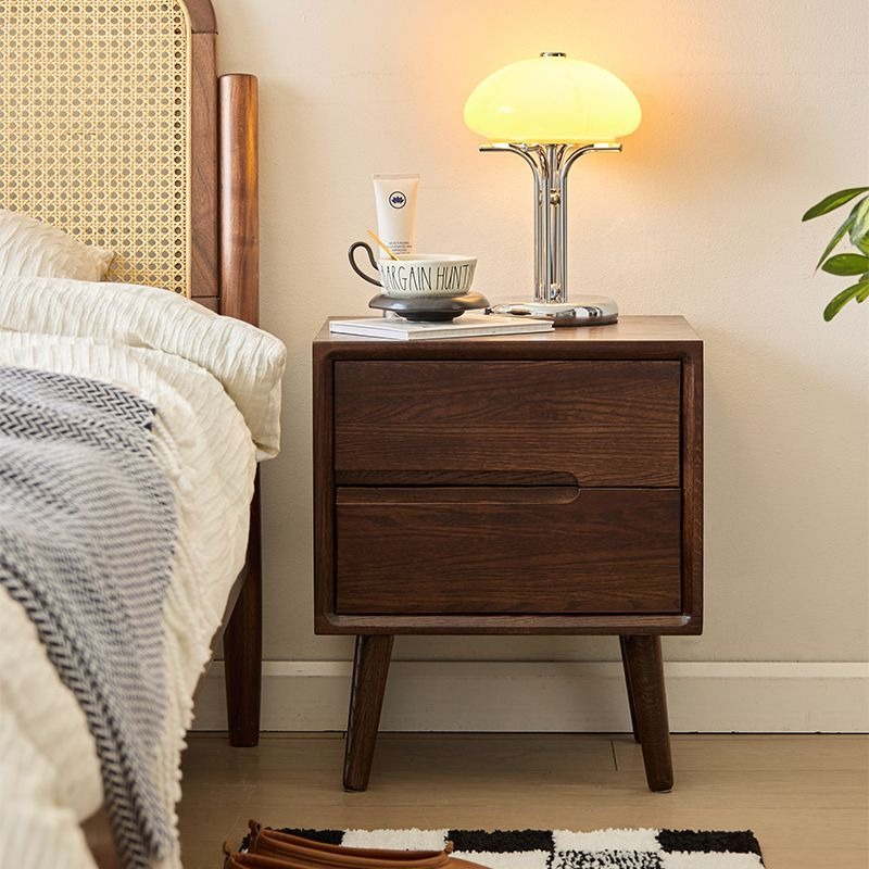 Solid Wood Nightstand 2 Drawers - Ahşap Başucu Masaları Vintage Komodinler Lüks