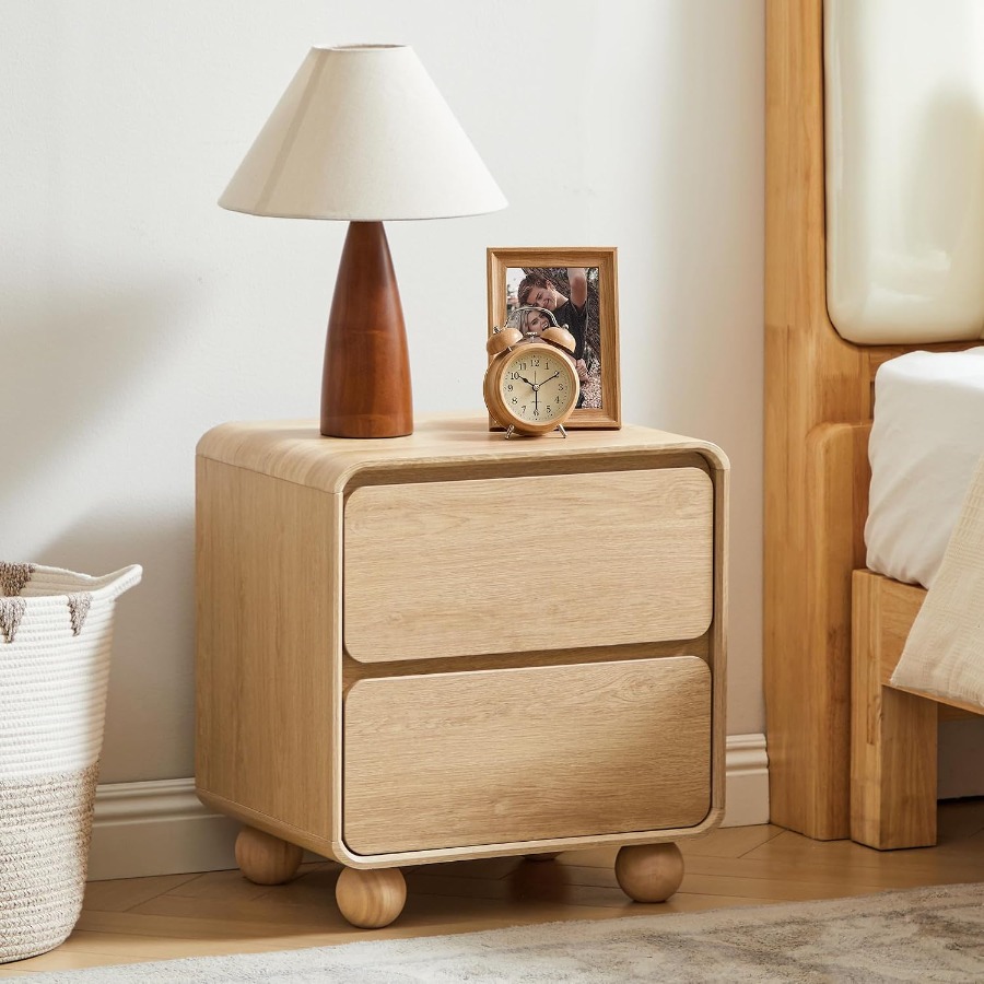 Solid Wood Nightstand 2 Drawers - Yatak Odası için 2 Çekmeceli Küçük