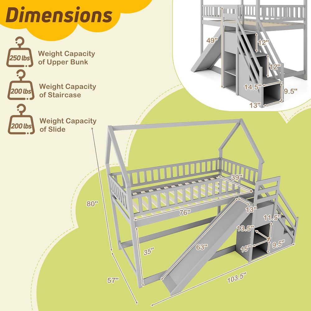 Çift Kişilik Ranzalı Yatak, Ka - Bunk Bed With Stairs And Slide incelemesi ve fiyatı