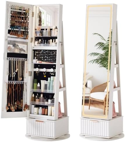 Oluklu 360 °   Döner Mücevher  - Full Length Mirror Jewelry Armoire incelemesi ve fiyatı