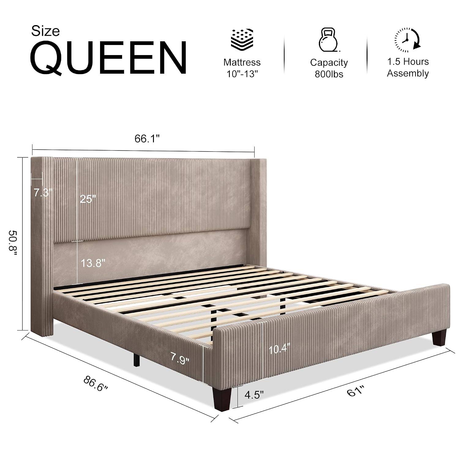 50,8 İnç Kadife Kanatlı Başlık - Canopy Bed Frame Metal Queen incelemesi ve fiyatı