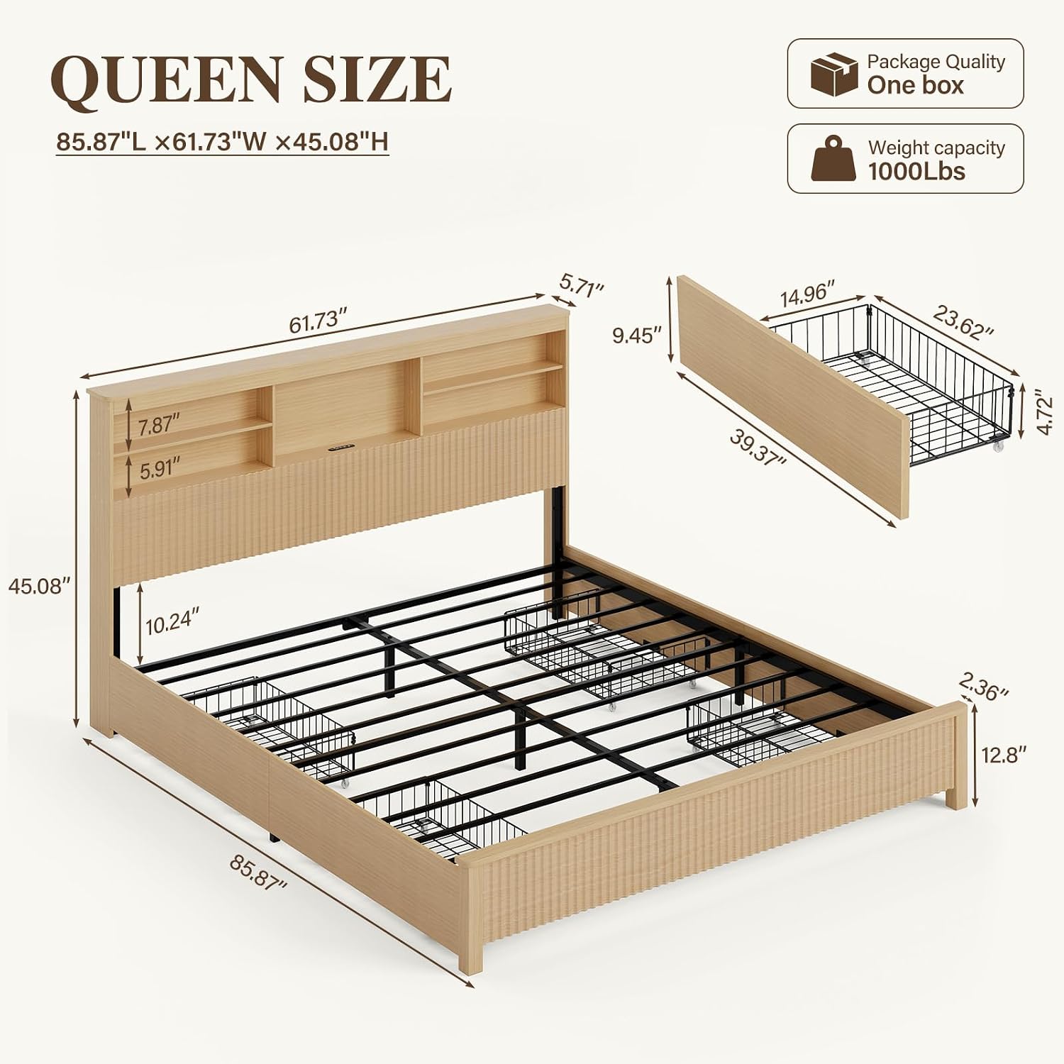 4 Çekmeceli, Doğal Renkli, Que - Canopy Bed Frame Metal Queen incelemesi ve fiyatı