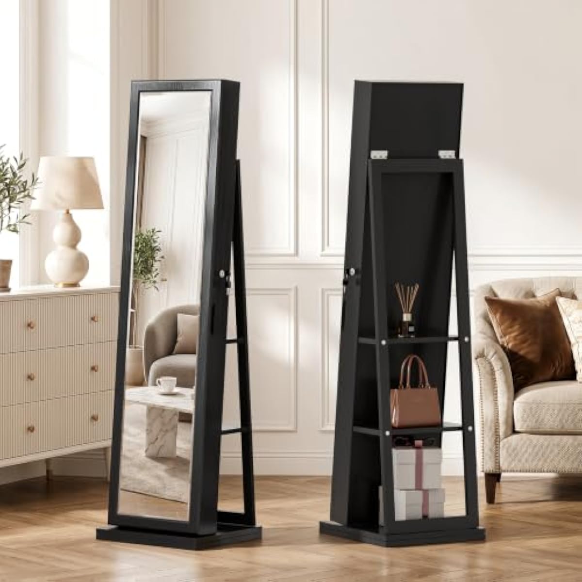 Şık Siyah Ayaklı Mücevher Dola - Full Length Mirror Jewelry Armoire incelemesi ve fiyatı