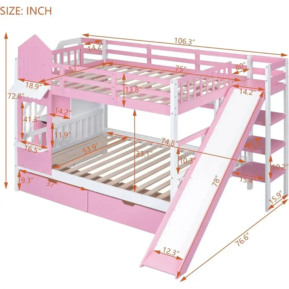 Kız ve Erkek Çocuklar İçin Mer - Bunk Bed With Stairs And Slide incelemesi ve fiyatı