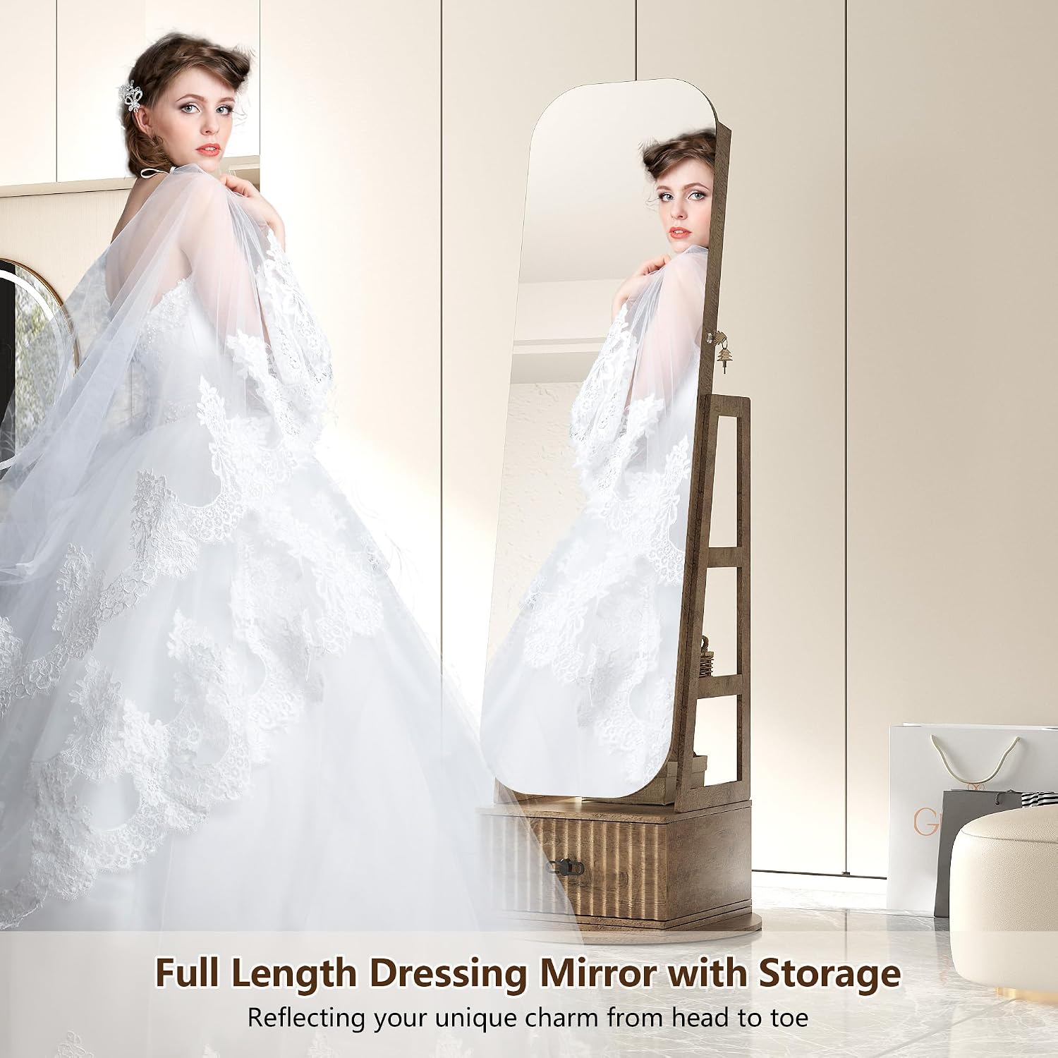 360 Derece Dönebilen, Tam Boy  - Full Length Mirror Jewelry Armoire incelemesi ve fiyatı