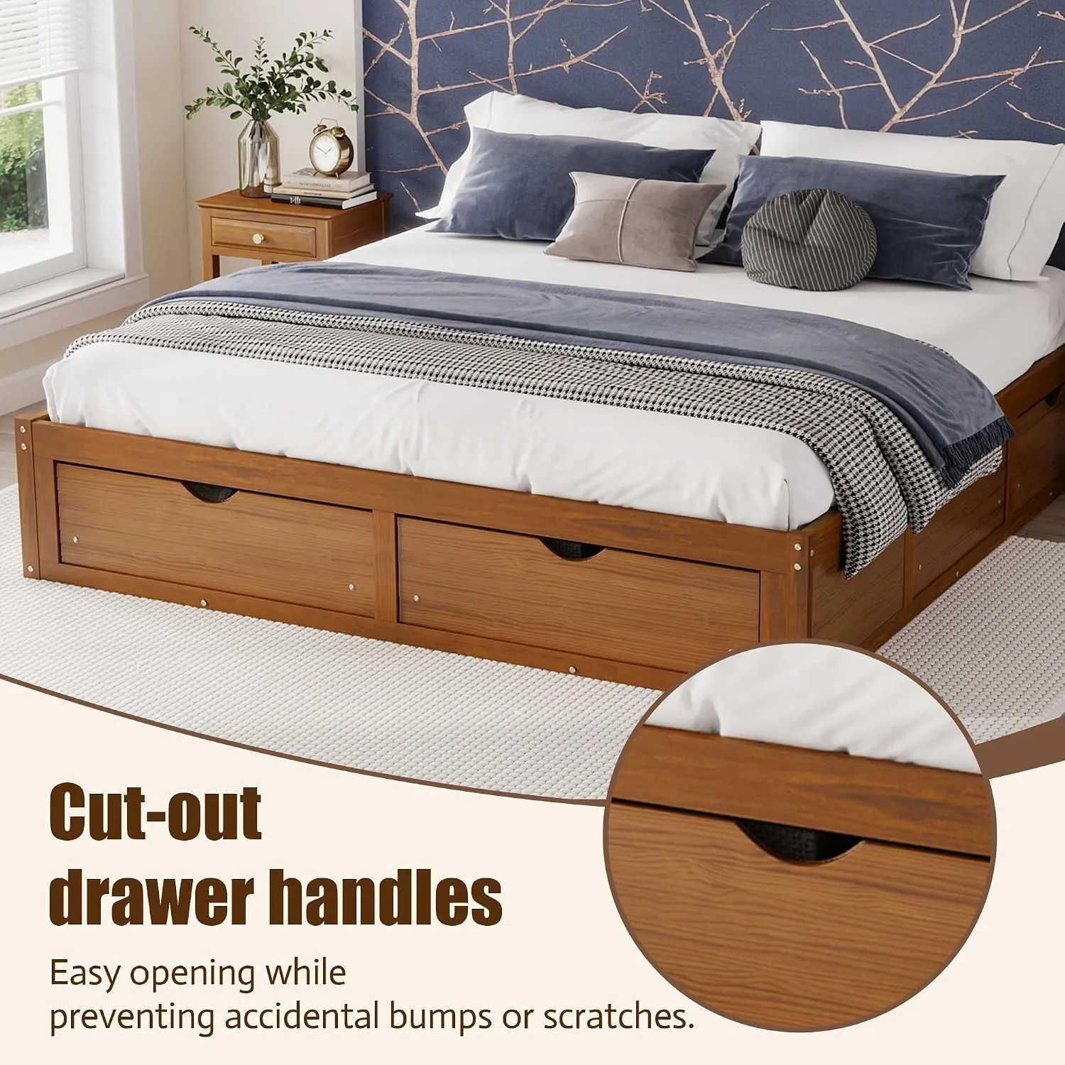 Minimalist Çam Ahşap Platform  - King Size Bed Frame With Storage Drawers incelemesi ve fiyatı