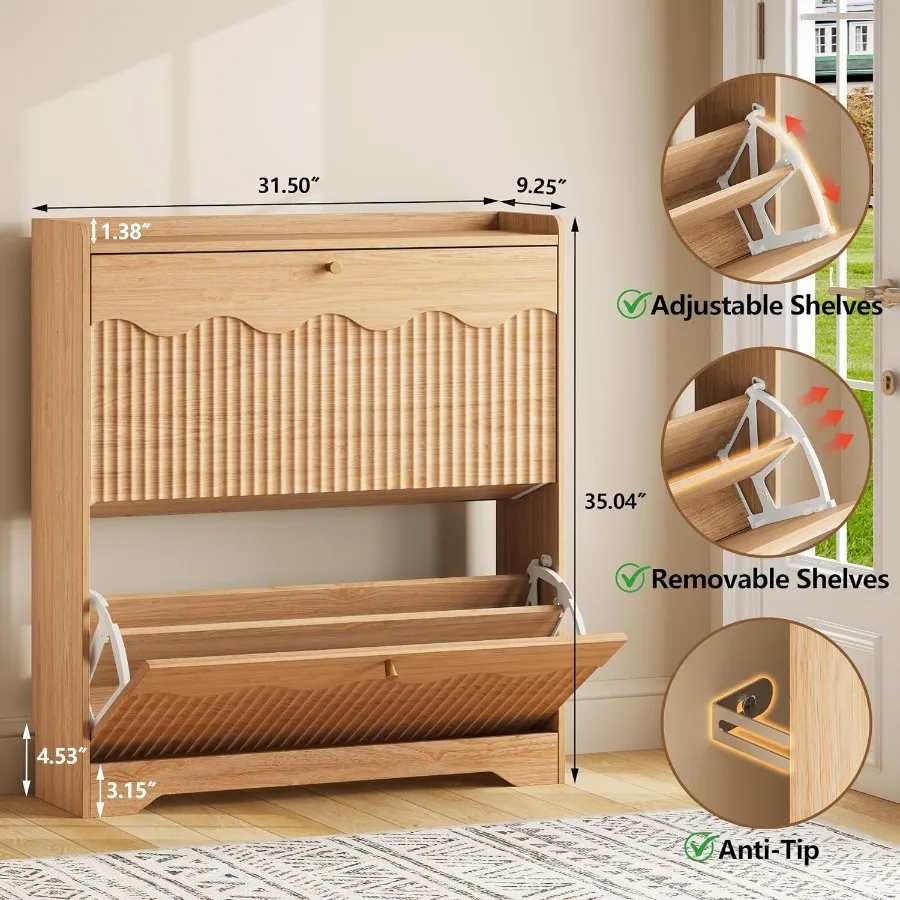 Modern Dalgalı Kenarlı Panelle - Shoe Rack Cabinet Narrow Entryway incelemesi ve fiyatı