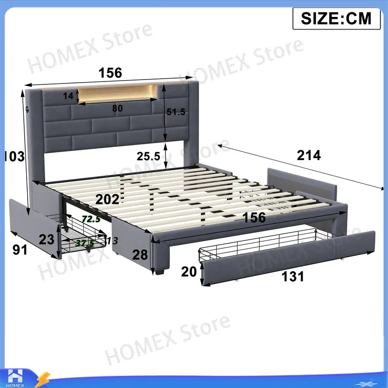 5FT Çift Kişilik Yatak Çerçeve - Gas Lift Storage Bed Hydraulic incelemesi ve fiyatı