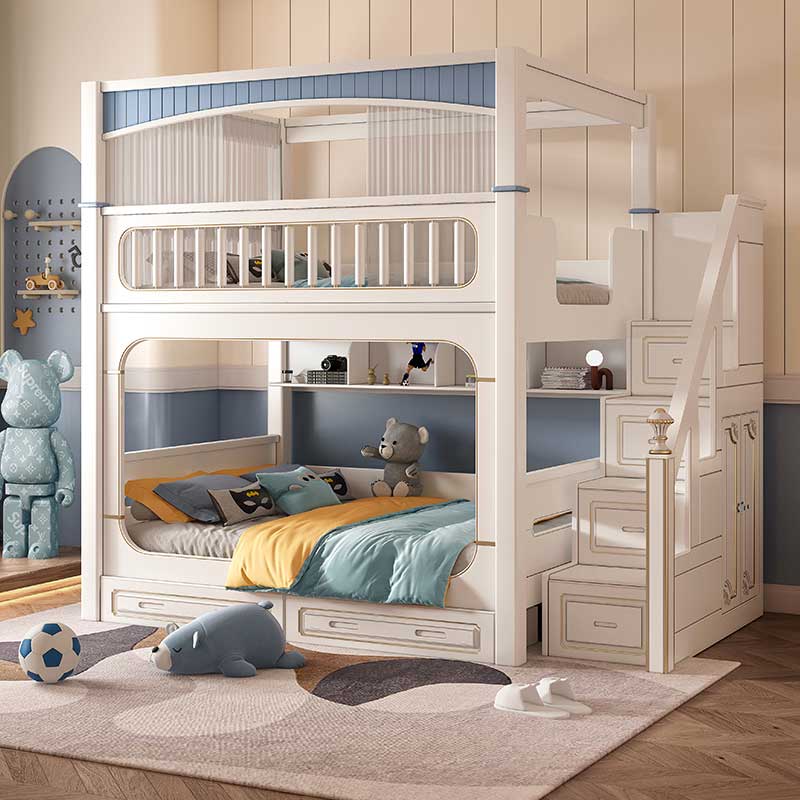 Modern Ev Beyaz Erkek Kız Çocu - Bunk Bed With Stairs And Slide incelemesi ve fiyatı