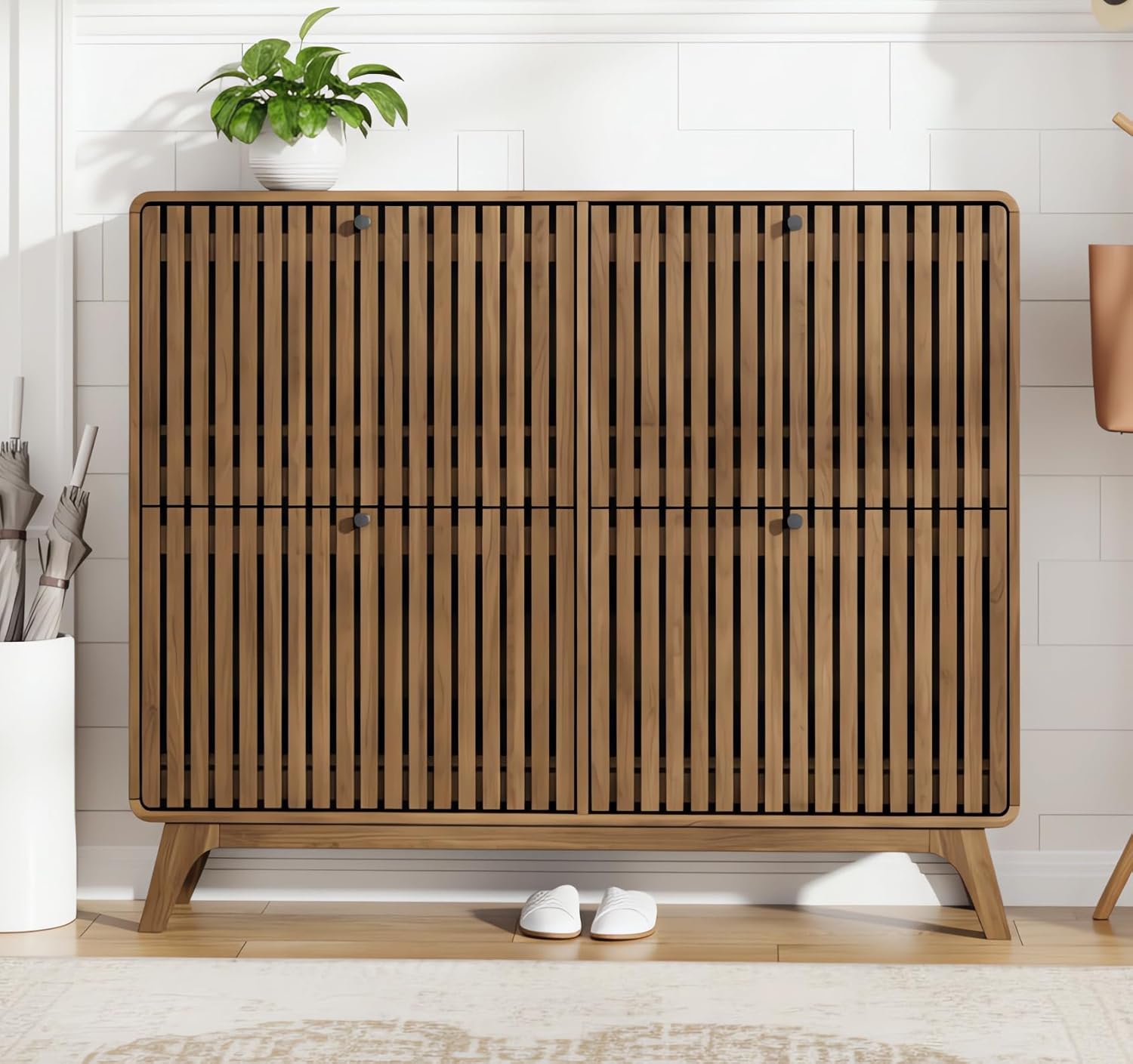 # 4 Çekmeceli Büyük Bambu Ayak - Shoe Rack Cabinet Narrow Entryway incelemesi ve fiyatı