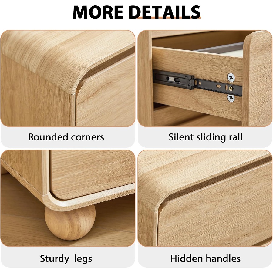 Yatak Odası için 2 Çekmeceli K - Solid Wood Nightstand 2 Drawers incelemesi ve fiyatı