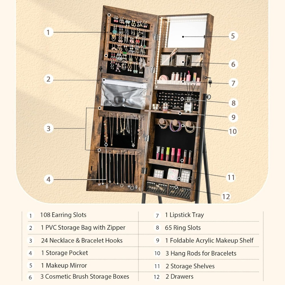CHARMAID Ayaklı Mücevher Dolab - Full Length Mirror Jewelry Armoire incelemesi ve fiyatı